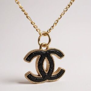 Handmade Necklace ft. Authentic Quilted Chanel CC Charm on Gold Figaro Chain
